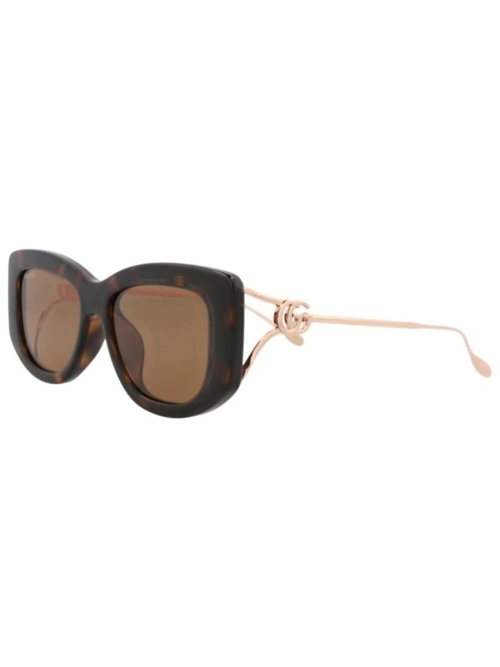 New Gucci Women's Sunglasses Square Rectangle Injection Frame Havana Gold Brown